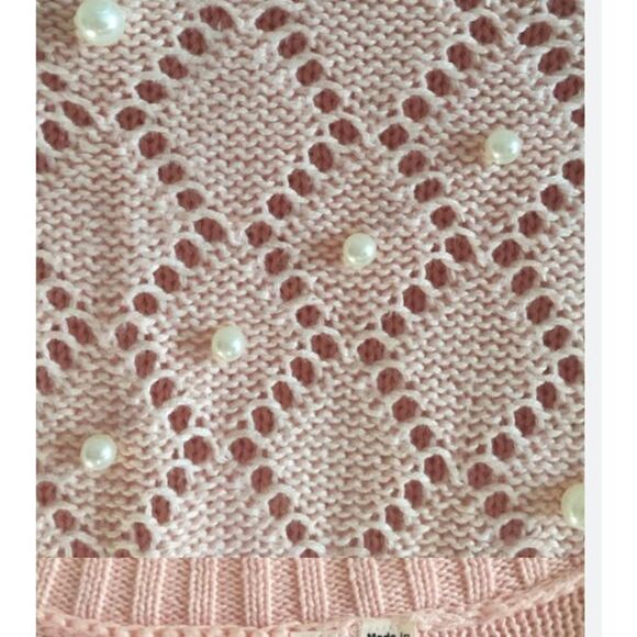 ❤️Bellatrix Pink Pearl embellished knit sweater long sleeve Size Small - Picture 6 of 7